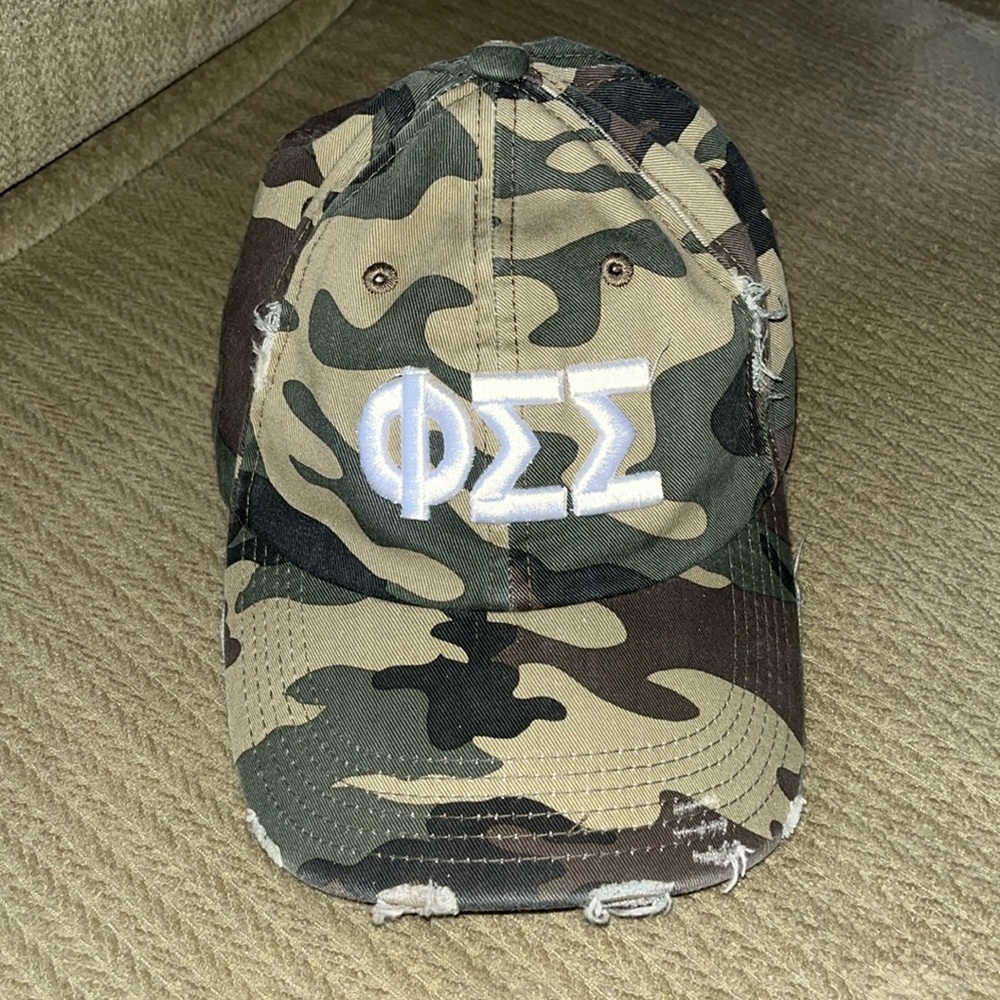 Phi Sigma Sigma Sorority Greek life camouflage camo baseball sport cap stylish